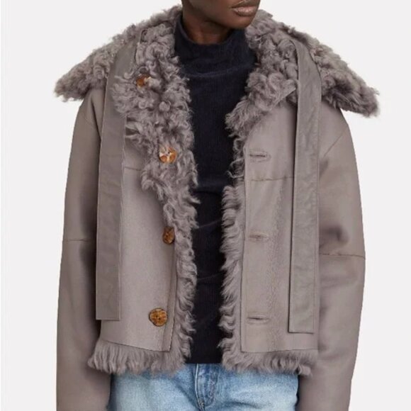 Ulla Johnson Eugenia Reversible Shearling/Leather Jacket - Picture 1 of 9